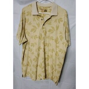 Caribbean Hawaiian Shirt Adult 2XL Floral Yellow Green Collared Short-Sleeve